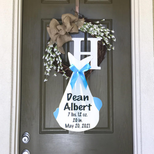 Just the Bundle as a Door Hanger, Birth Announcement Yard Stork Sign in City of Florence, Darlington, SC