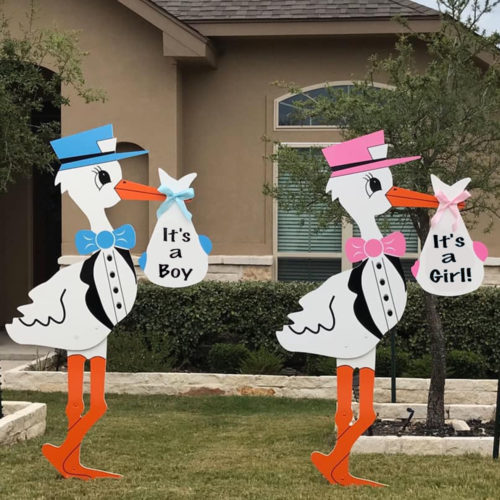 Twin Pink and Blue Stork Sign With Generic Bundles, Birth Announcement Yard Stork Sign in City of Florence, Darlington, SC